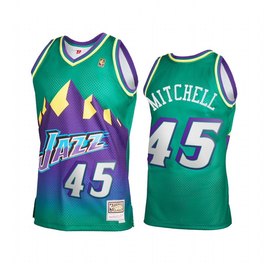 Donovan Mitchell 45 Utah Jazz 2021 Reload 2.0 Green Jersey Throwback