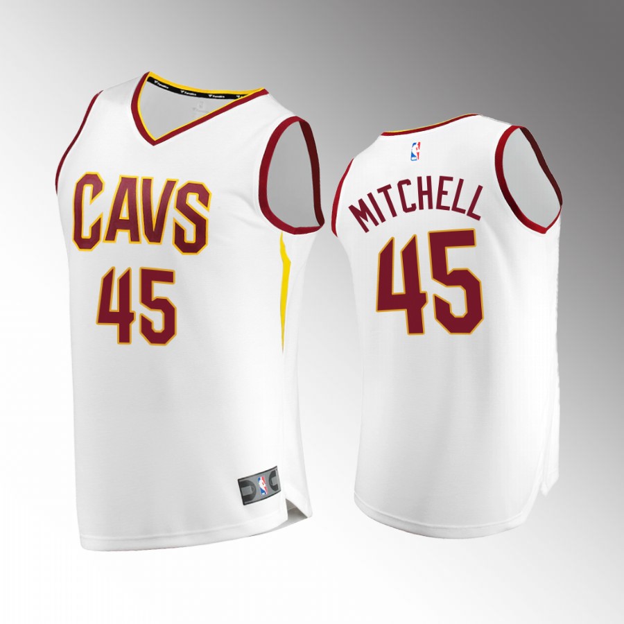 Donovan Mitchell Cavaliers #45 White Jersey Fast Break  2022-23 Association Edition