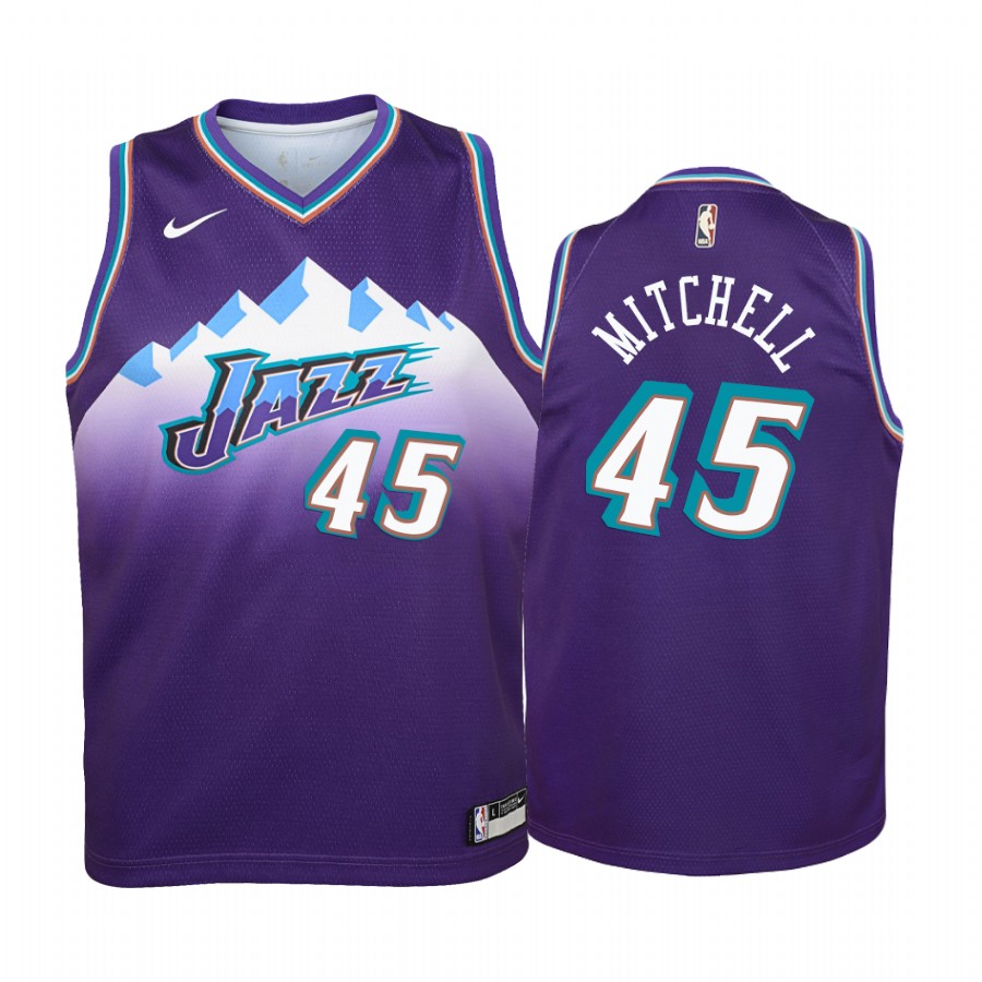 Donovan Mitchell Utah Jazz Purple Hardwood Classics Jersey - Youth