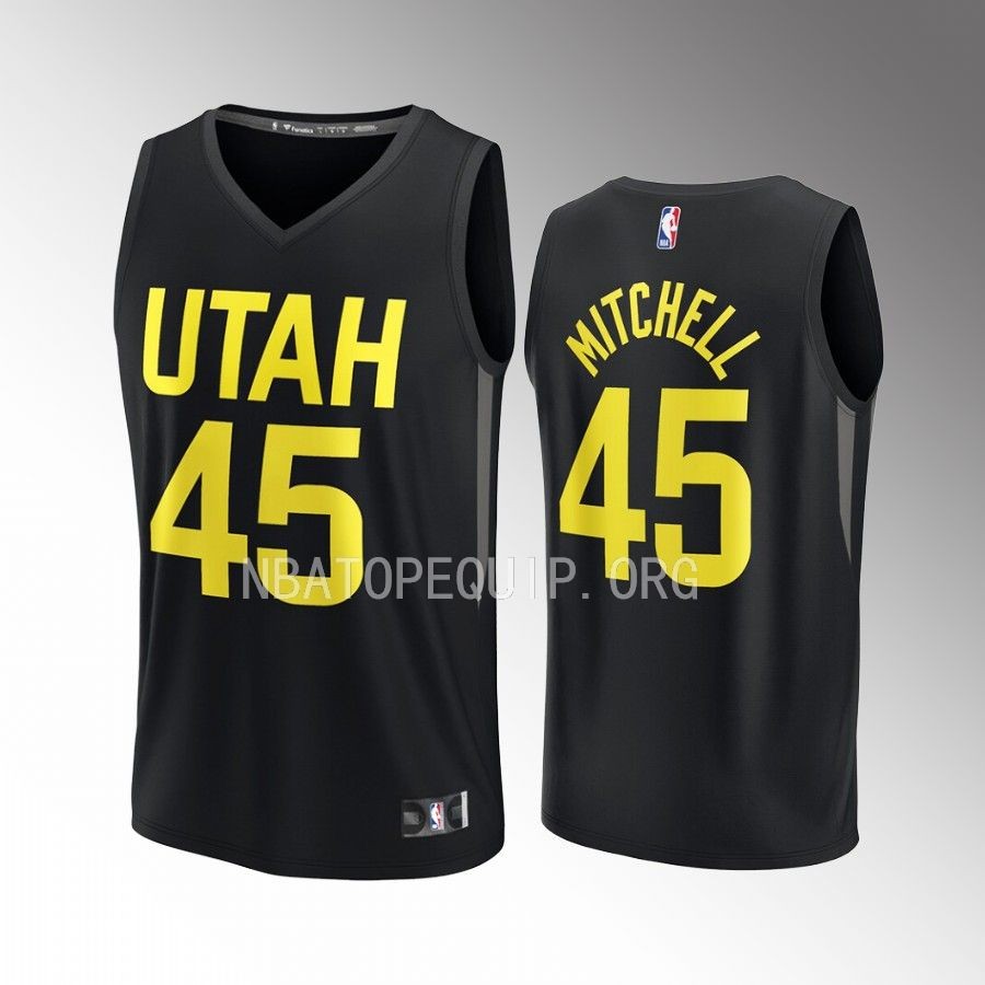 Donovan Mitchell Utah Jazz Youth Black Fast Break Player Jersey Statement Edition