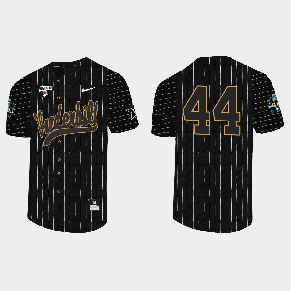 Donye Evans Vanderbilt Commodores 2021 College World Series Pinstripe  Jersey - Black