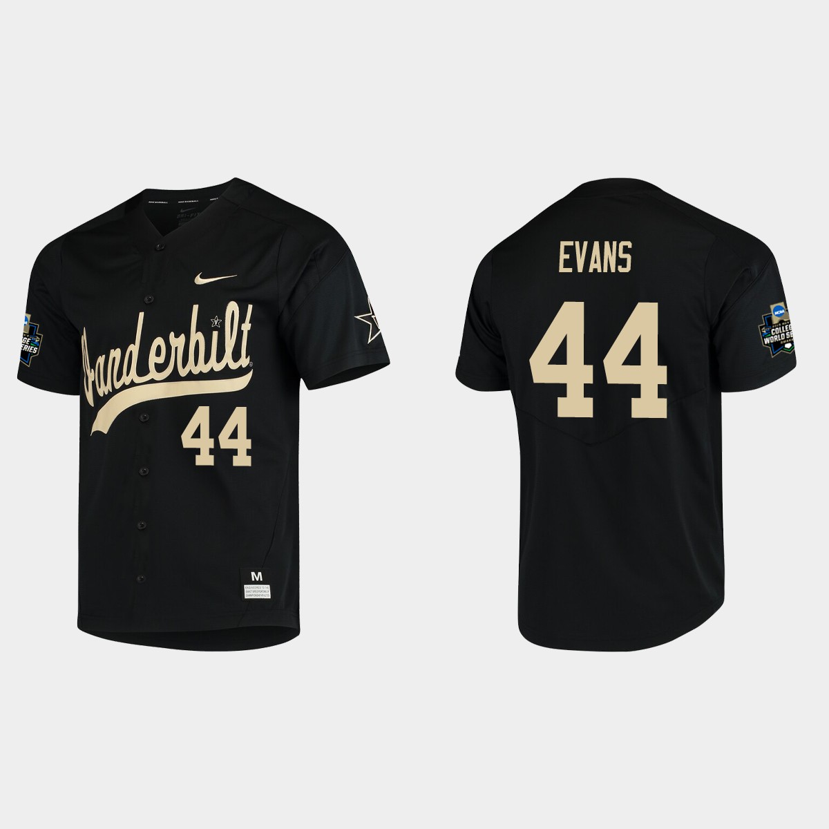 Donye Evans Vanderbilt Commodores College World Series  Jersey - Black