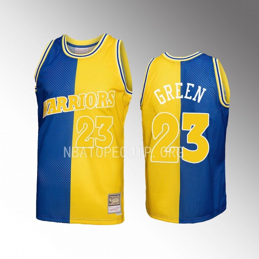 Draymond Green #23 Golden State Warriors Hardwood Classics Royal Gold Split Swingman Jersey