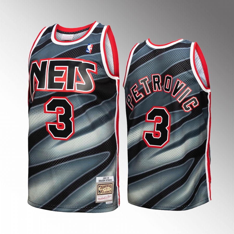 Drazen Petrovic #3 New Jersey Nets Reload 3.0 Black 1990-91 Hardwood Classics Jersey