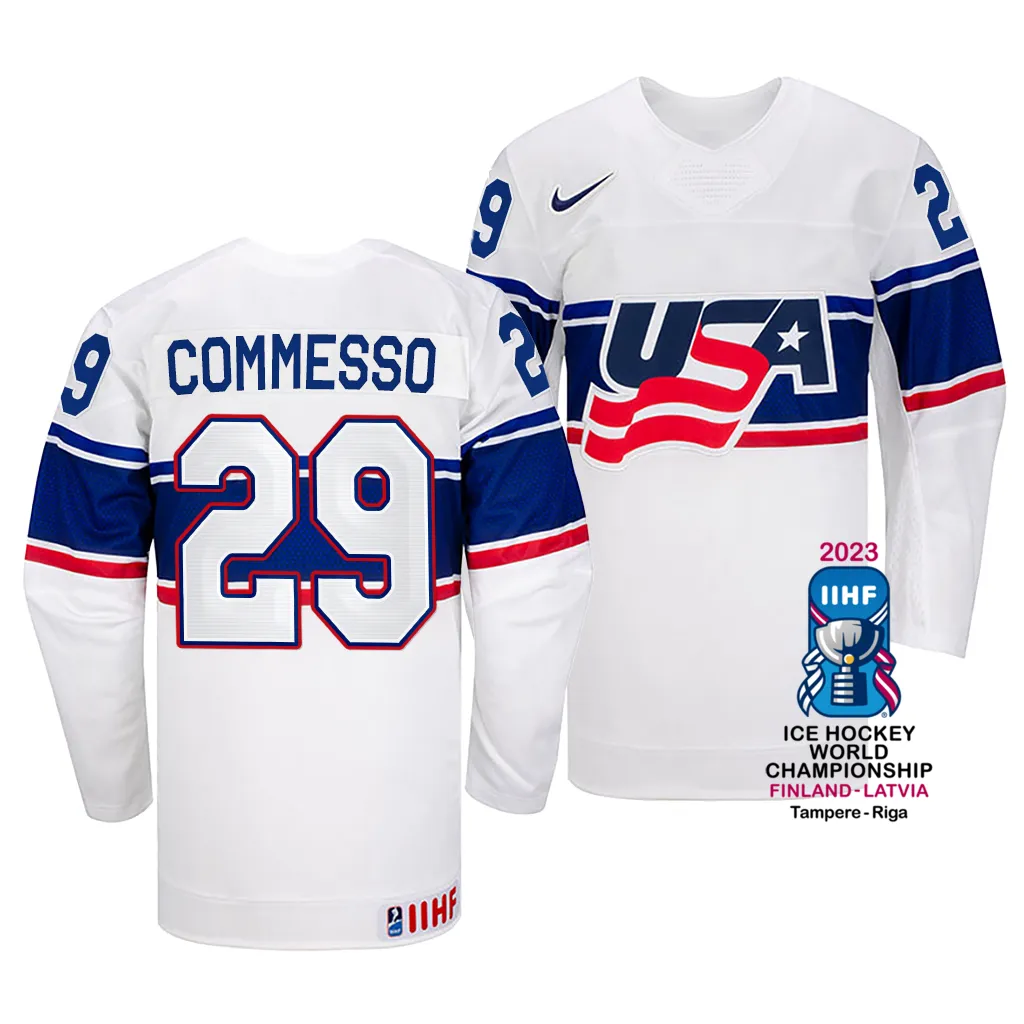 Drew Commesso USA Hockey 2023 IIHF World Championship White Home Jersey #29