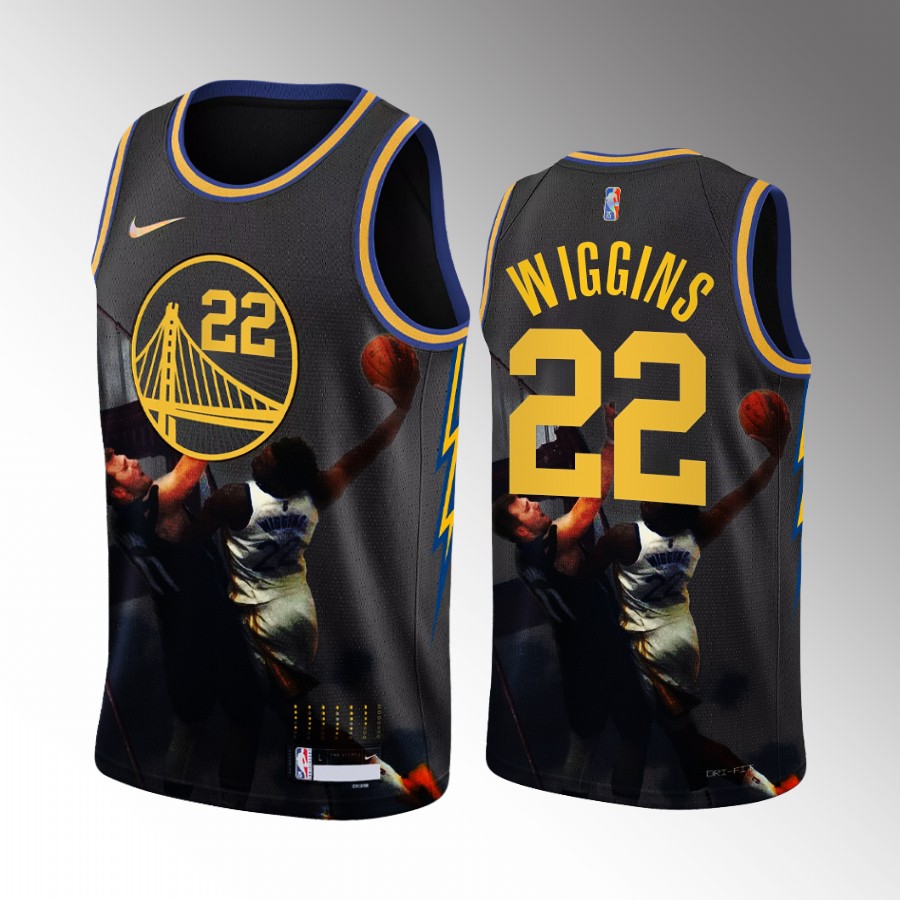 Dubs #22 Wiggs Slam On Luka Black Jersey 2022 Playoffs Game3