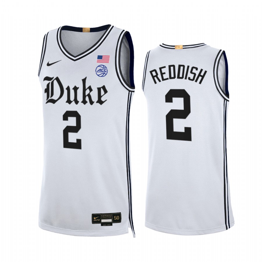 Duke Blue Devils Cam Reddish Jersey 2021-22 The Brotherhood White Alumni Limited Uniform