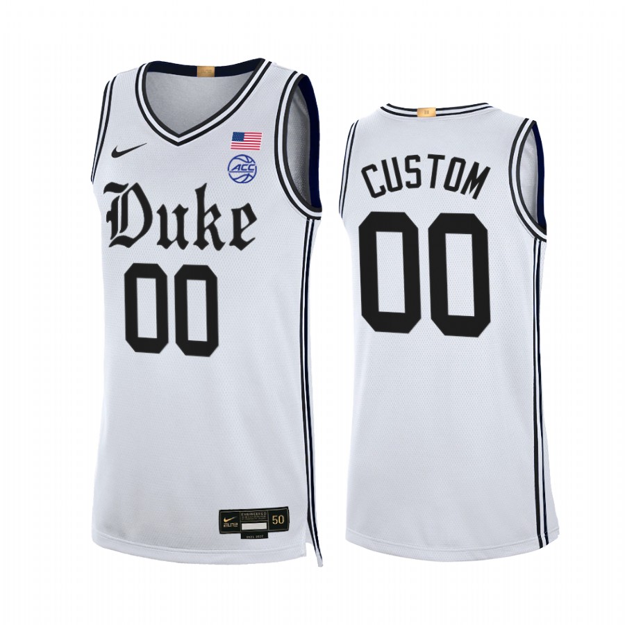 Duke Blue Devils Custom Jersey 2021-22 The Brotherhood White Limited  Uniform