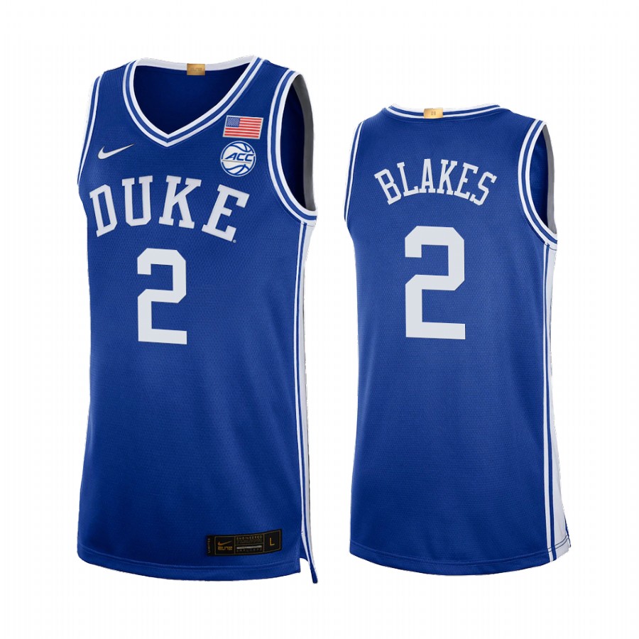 Duke Blue Devils Jaylen Blakes Jersey 2021-22 College  Royal Uniform
