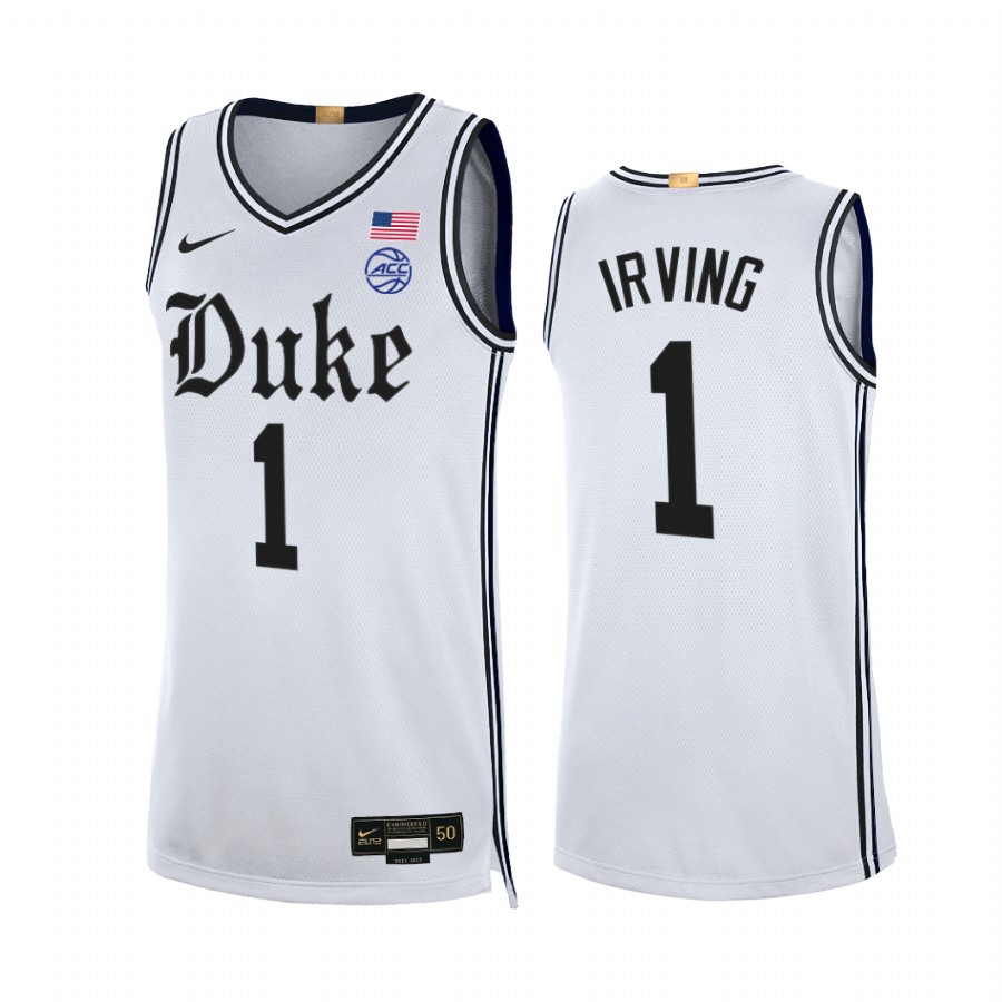 Duke Blue Devils Kyrie Irving Jersey 2021-22 The Brotherhood White Alumni Limited Uniform