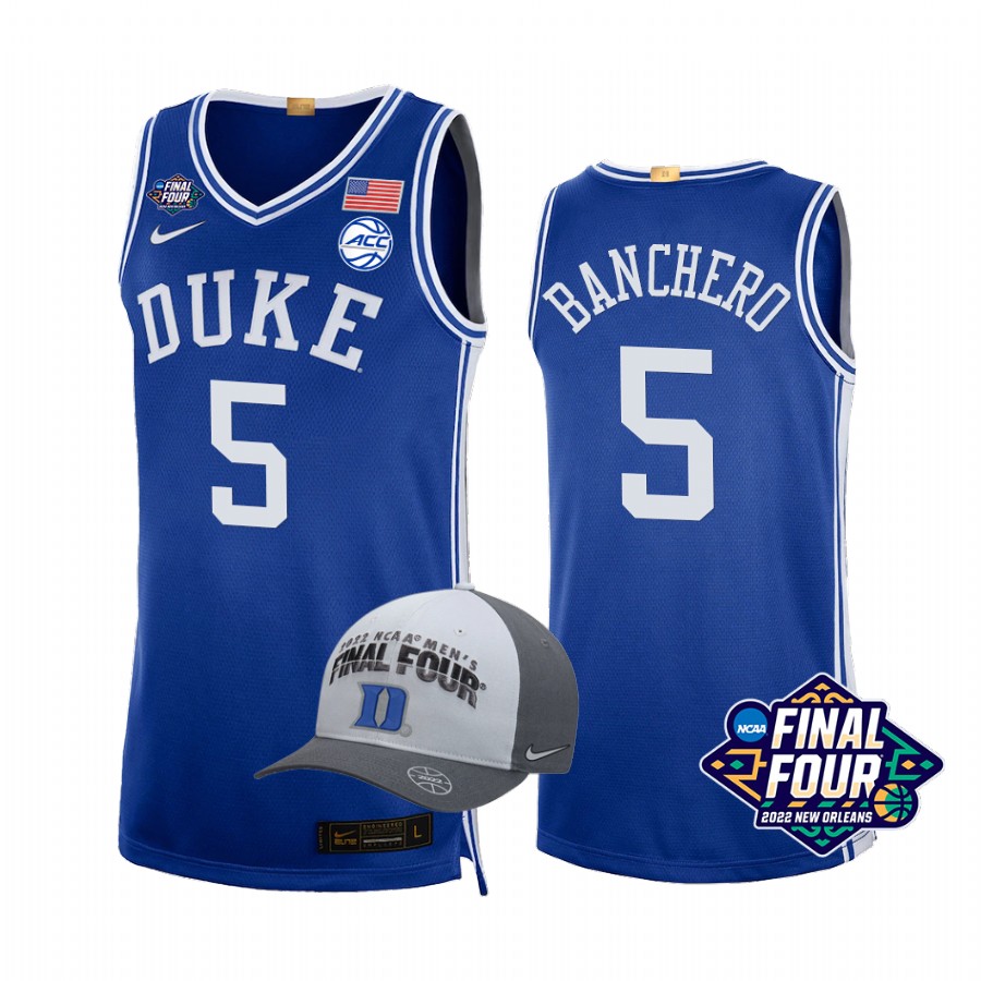 Duke Blue Devils Paolo Banchero 2022 March Madness Final Four #5 Jersey Royal