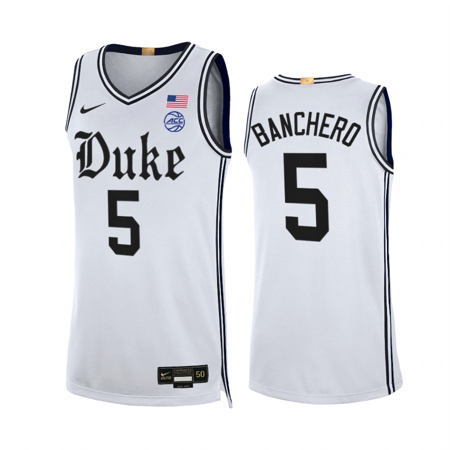 Duke Blue Devils Paolo Banchero Jersey 2021-22 The Brotherhood White Limited  Uniform