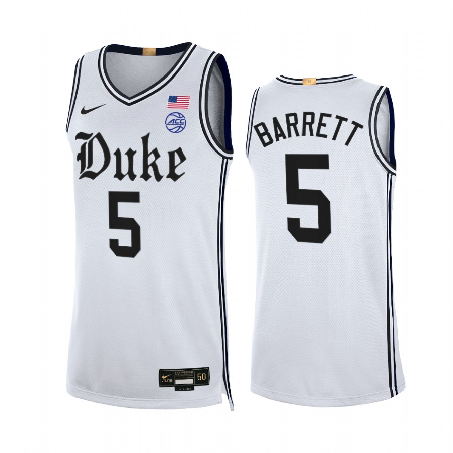 Duke Blue Devils RJ Barrett Jersey 2021-22 The Brotherhood White Alumni Limited Uniform