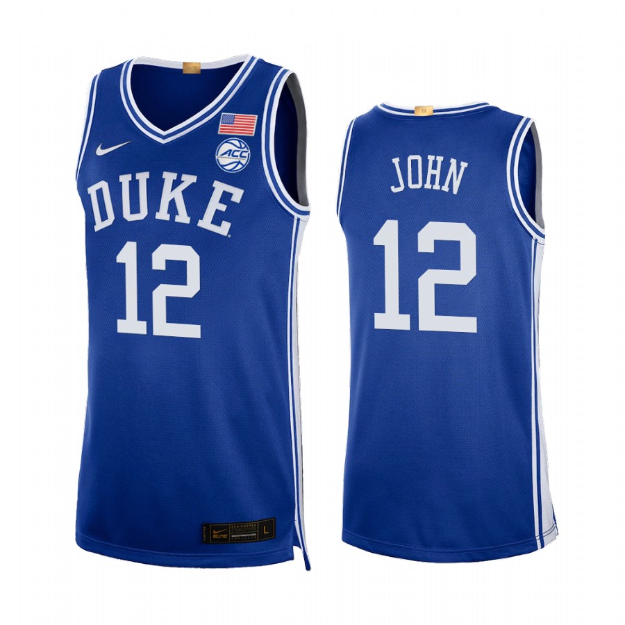Duke Blue Devils Theo John Jersey 2021-22 College  Royal Uniform