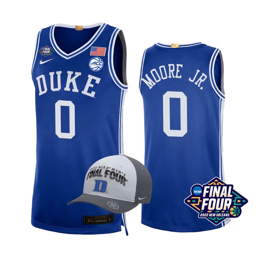 Duke Blue Devils Wendell Moore Jr. 2022 March Madness Final Four #0 Jersey Royal