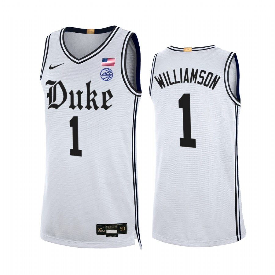 Duke Blue Devils Zion Williamson Jersey 2021-22 The Brotherhood White Alumni Limited Uniform