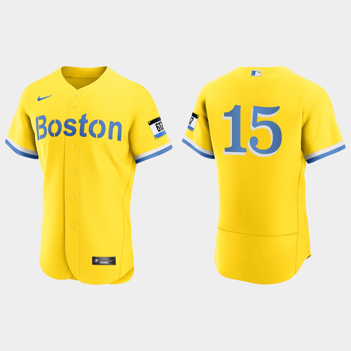 Dustin Pedroia Boston Red Sox 2021 City Connect Jersey - Gold Light Blue