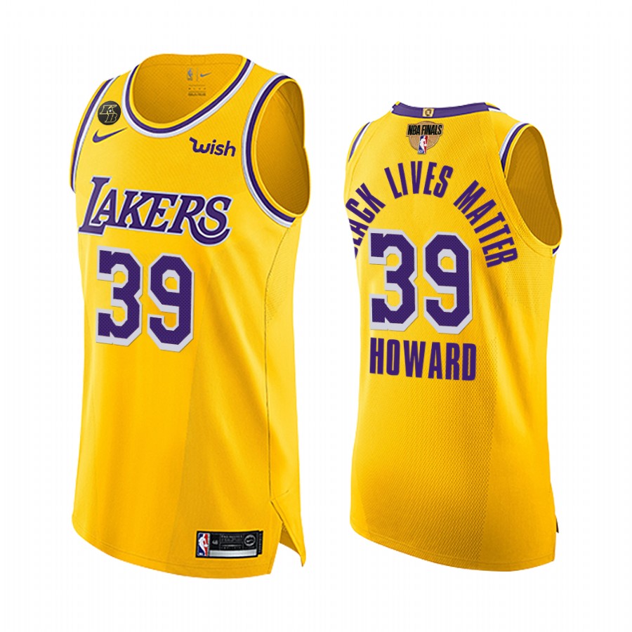 Dwight Howard LA Lakers 2020 NBA Finals G1 G4 Gold Jersey BLM