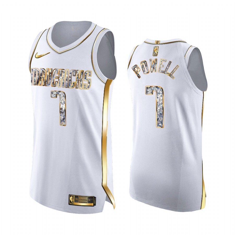 Dwight Powell Mavericks #7 2022 NBA Playoffs Jersey White Diamond Edition