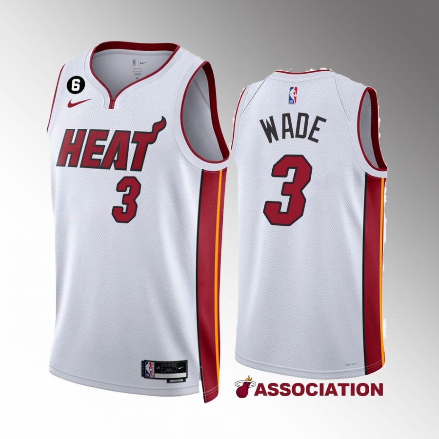 Dwyane Wade 2022-23 Miami Heat White #3 Association Edition Jersey NO.6 Patch