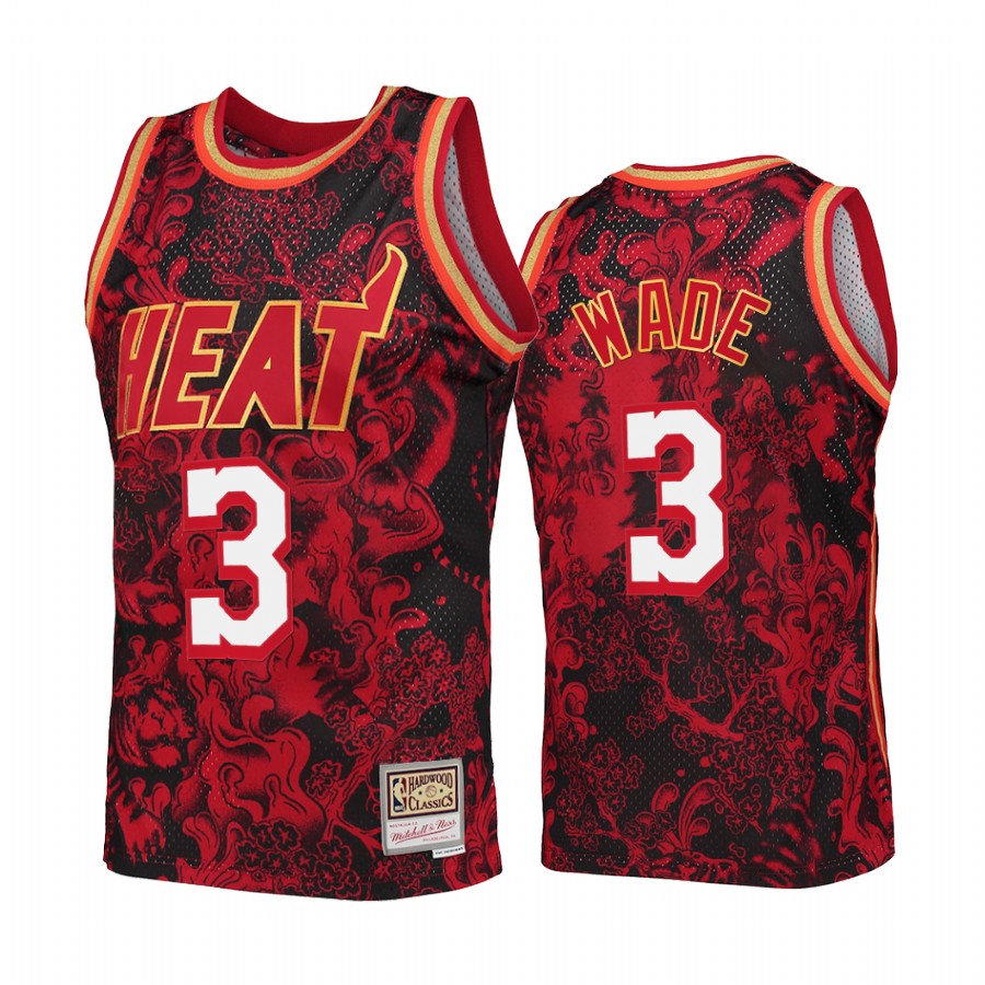 Dwyane Wade Lunar New Year 2022 Miami Heat Red Jersey Mitchell Ness