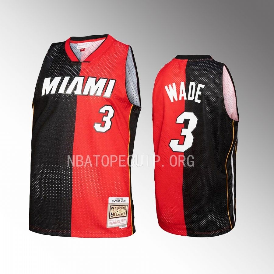 Dwyane Wade Miami Heat Black Red Hardwood Classics 2005-06 Split Swingman #3 Jersey