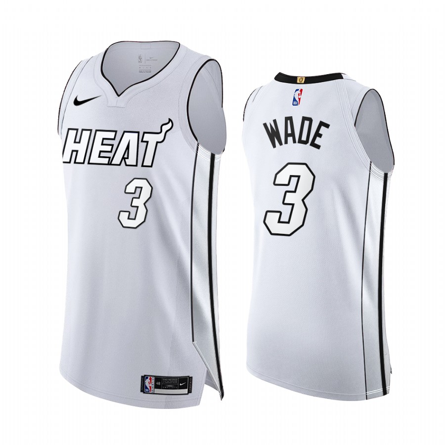 Dwyane Wade White Hot #3 Miami Heat 2022 NBA Playoffs Jersey