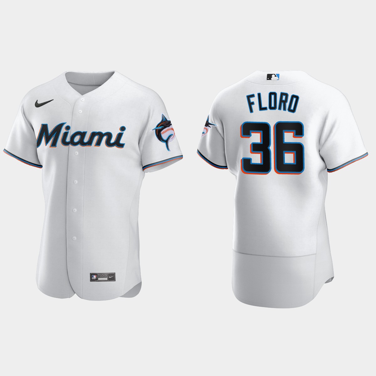 Dylan Floro #36 Miami Marlins Home Jersey - White