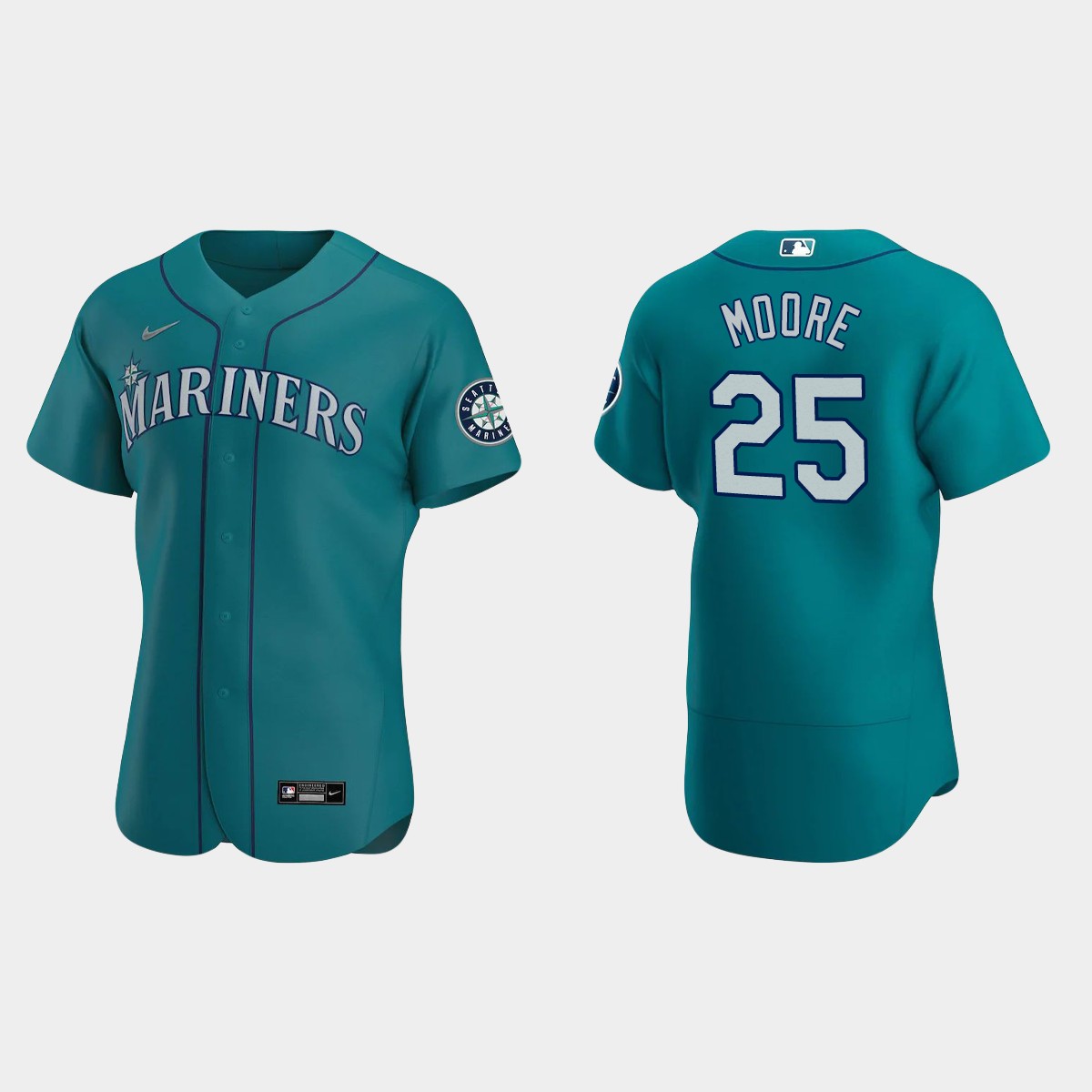 Dylan Moore #25 Seattle Mariners Alternate Jersey - Aqua