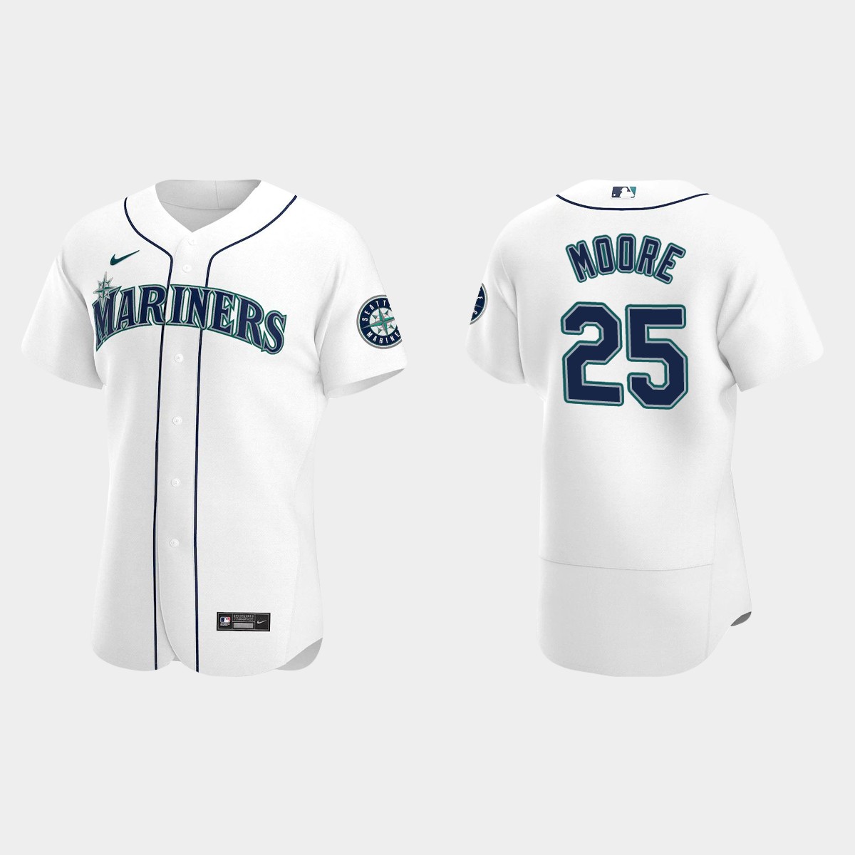 Dylan Moore #25 Seattle Mariners Home Jersey - White
