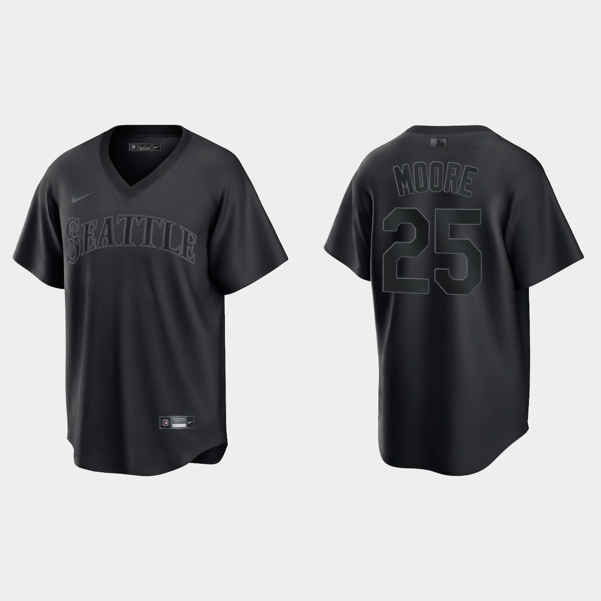 Dylan Moore Seattle Mariners Pitch Black Fashion Jersey - Black