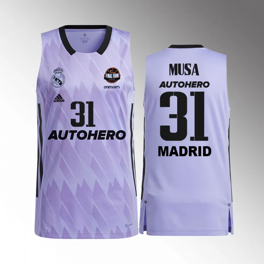 Dzanan Musa 11th Euroleague Champions Real Madrid  #31 Purple Jersey Away Shirt