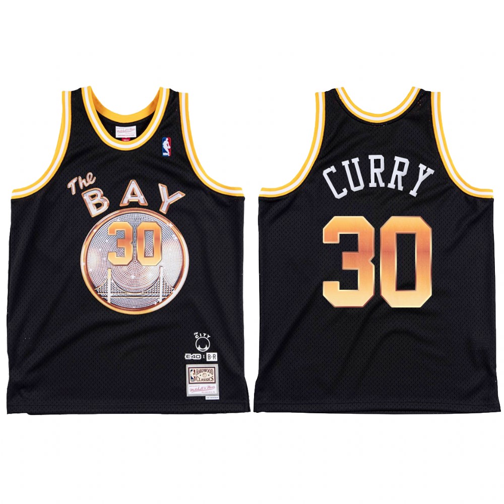E-40 X Golden State Warriors Stephen Curry #30 Black Jersey Limited Edition