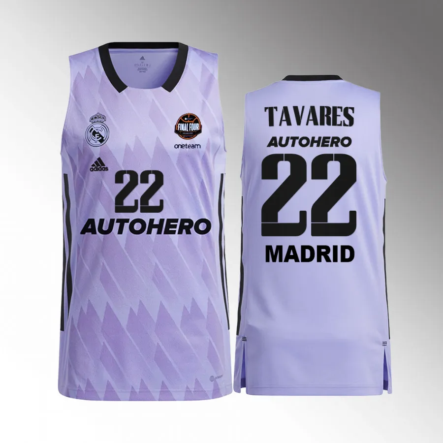 Edy Tavares 11th Euroleague Champions Real Madrid  #22 Purple Jersey Away Shirt