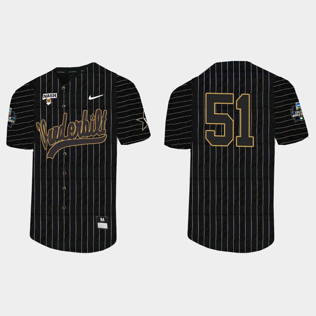 Enrique Bradfield Vanderbilt Commodores 2021 College World Series Pinstripe  Jersey - Black