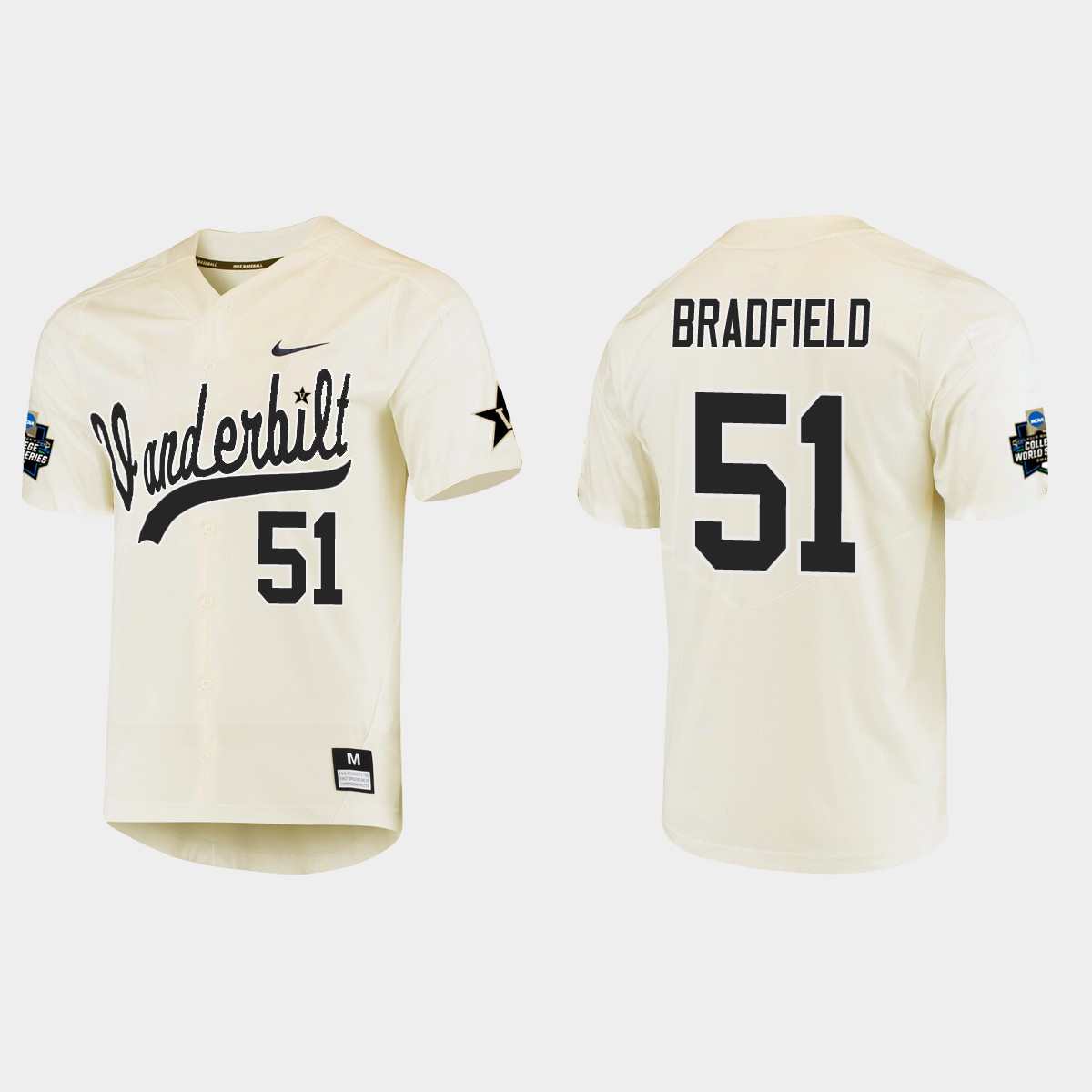 Enrique Bradfield Vanderbilt Commodores College World Series  Jersey - Cream