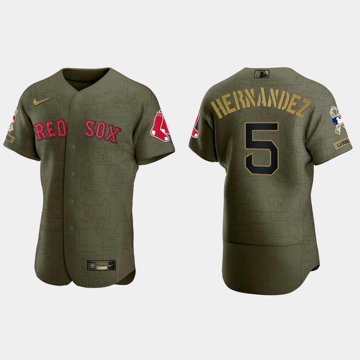 Enrique Hernandez Boston Red Sox 2021 Salute to Service Digital Camo Jersey - Green