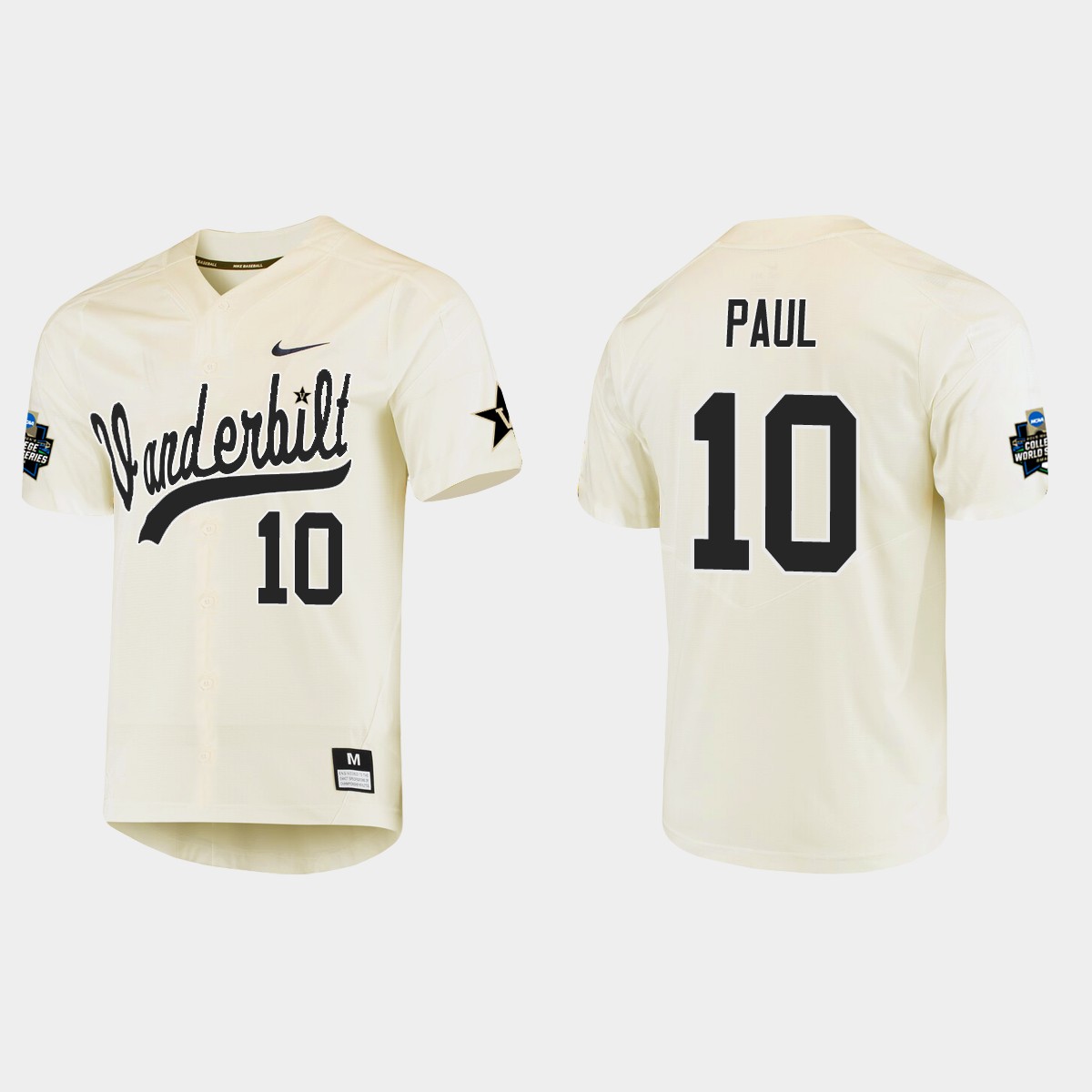Ethan Paul Vanderbilt Commodores College World Series  Jersey - Cream