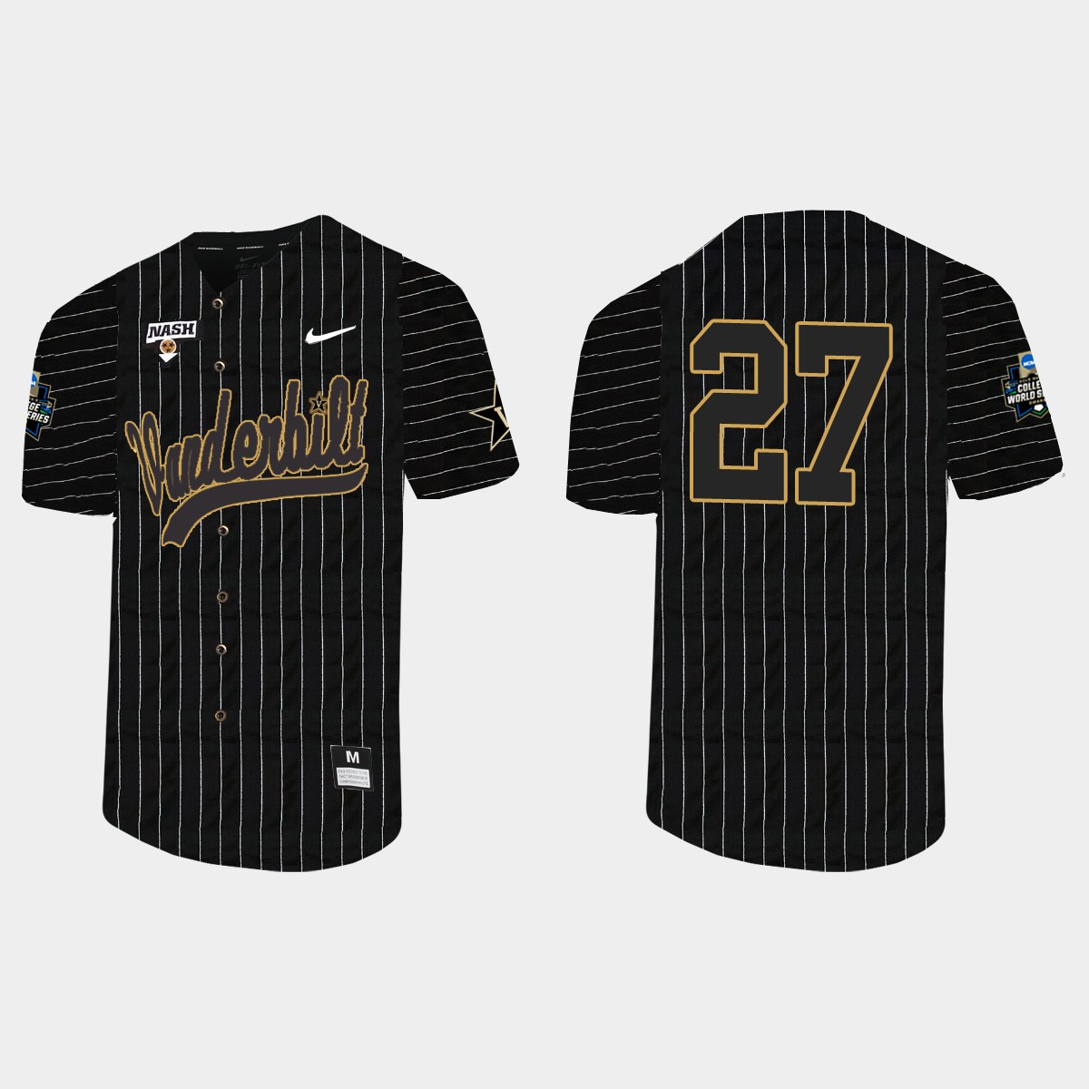 Ethan Smith Vanderbilt Commodores 2021 College World Series Pinstripe  Jersey - Black
