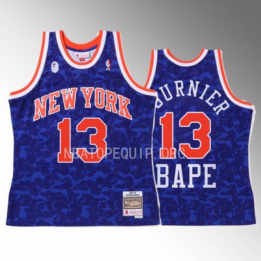 Evan Fournier #13 New York Knicks 2022 BAPE Blue Camo Tanktop Jersey