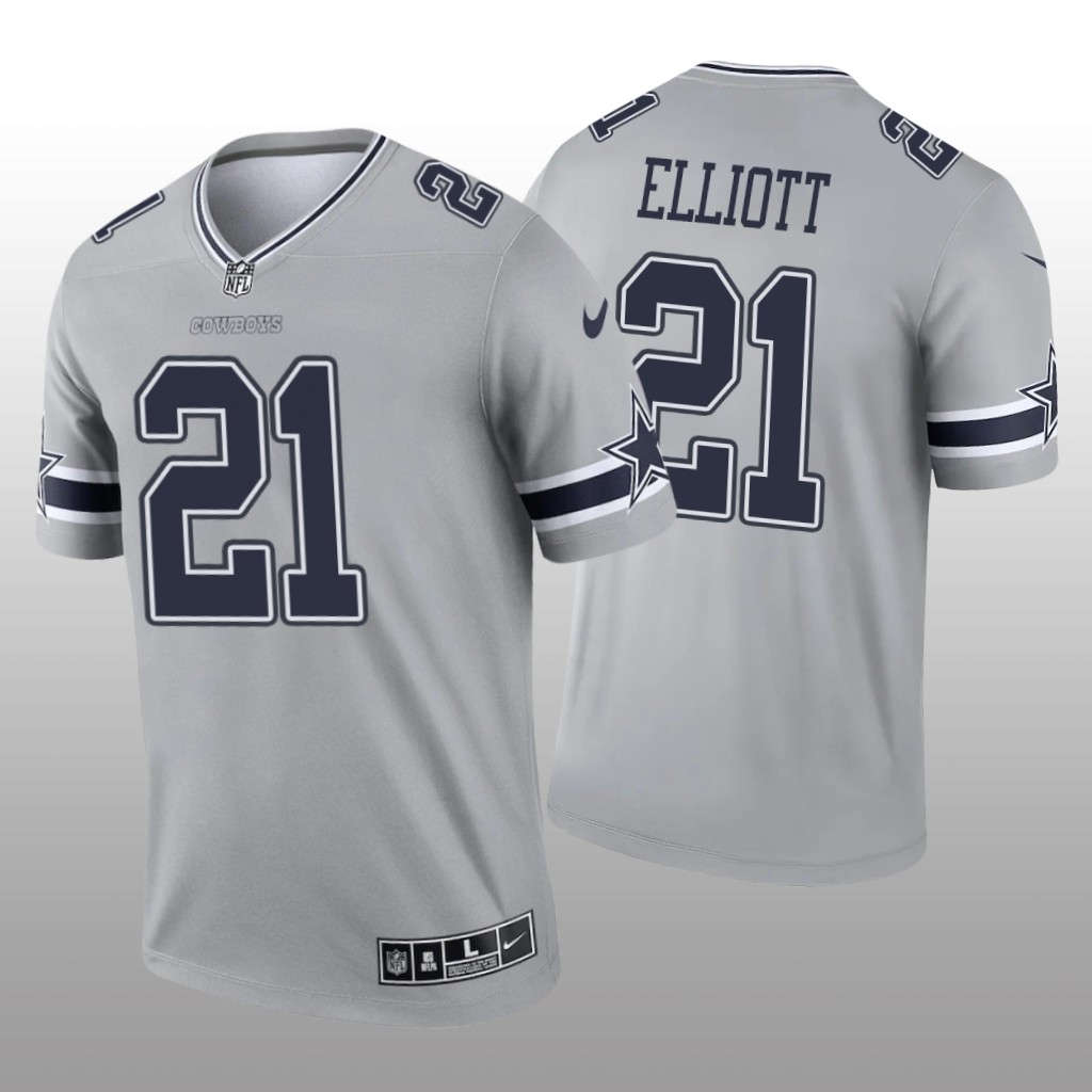 Ezekiel Elliott Dallas Cowboys Gray Jersey Inverted Legend - Men's