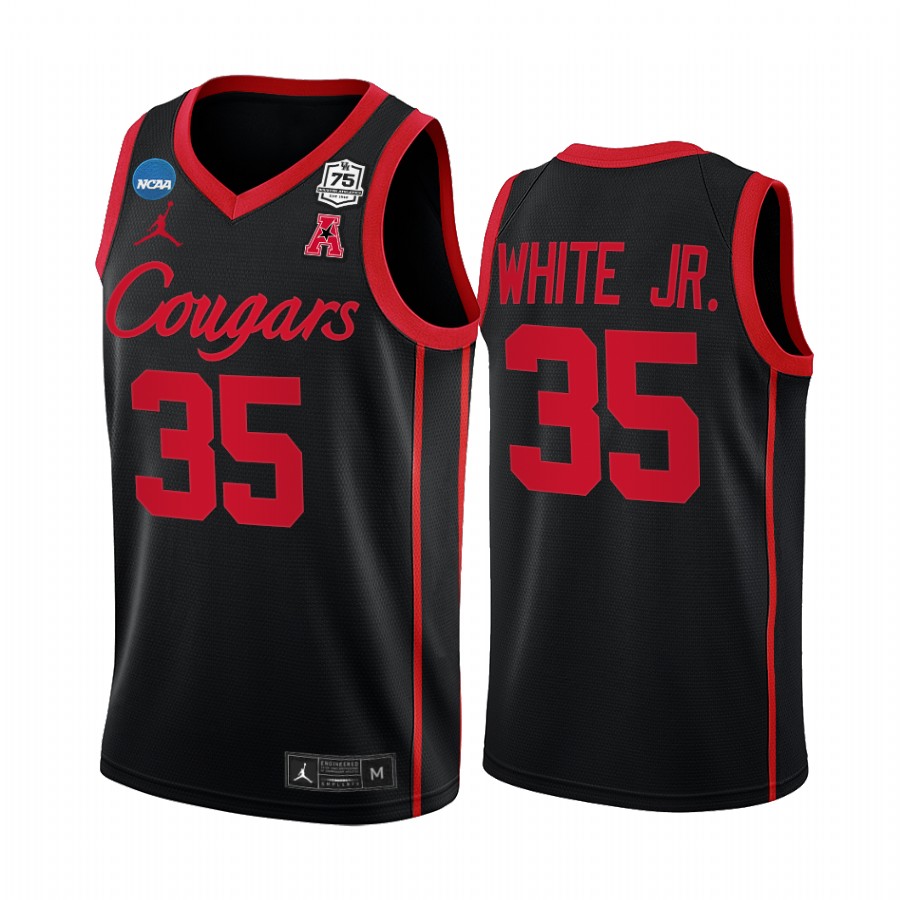 Fabian White Jr. Houston Cougars Black Jersey 2022 NCAA March Madness 75th