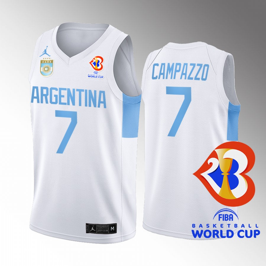 Facundo Campazzo 2023 FIBA  World Cup Argentina #7 White Jersey Home