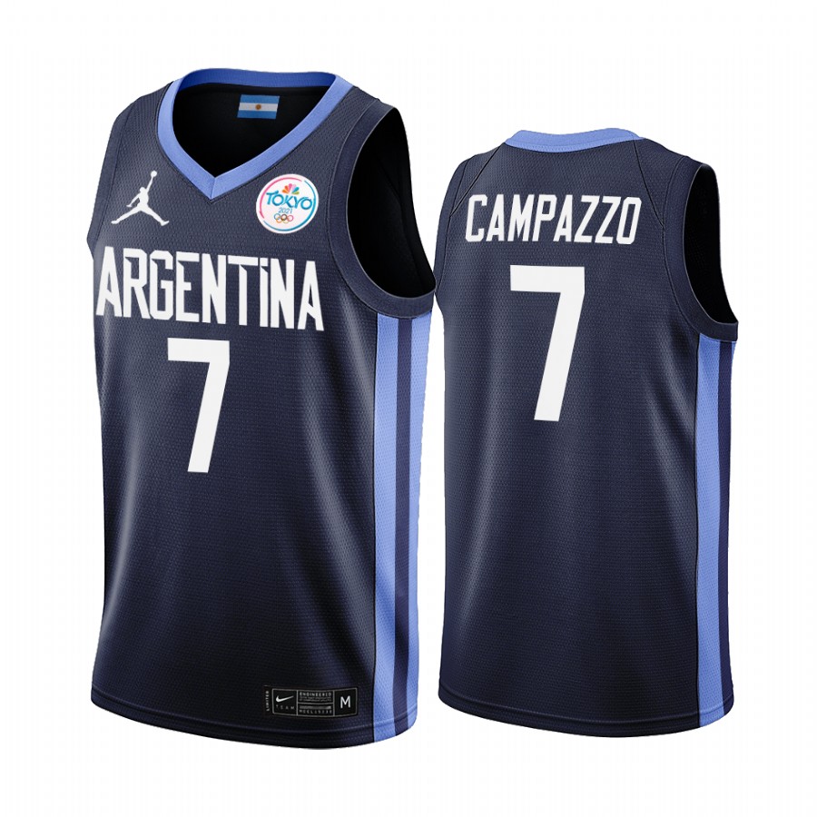 Facundo Campazzo Argentina  2021 Tokyo Olympics Navy #7 Jersey Away