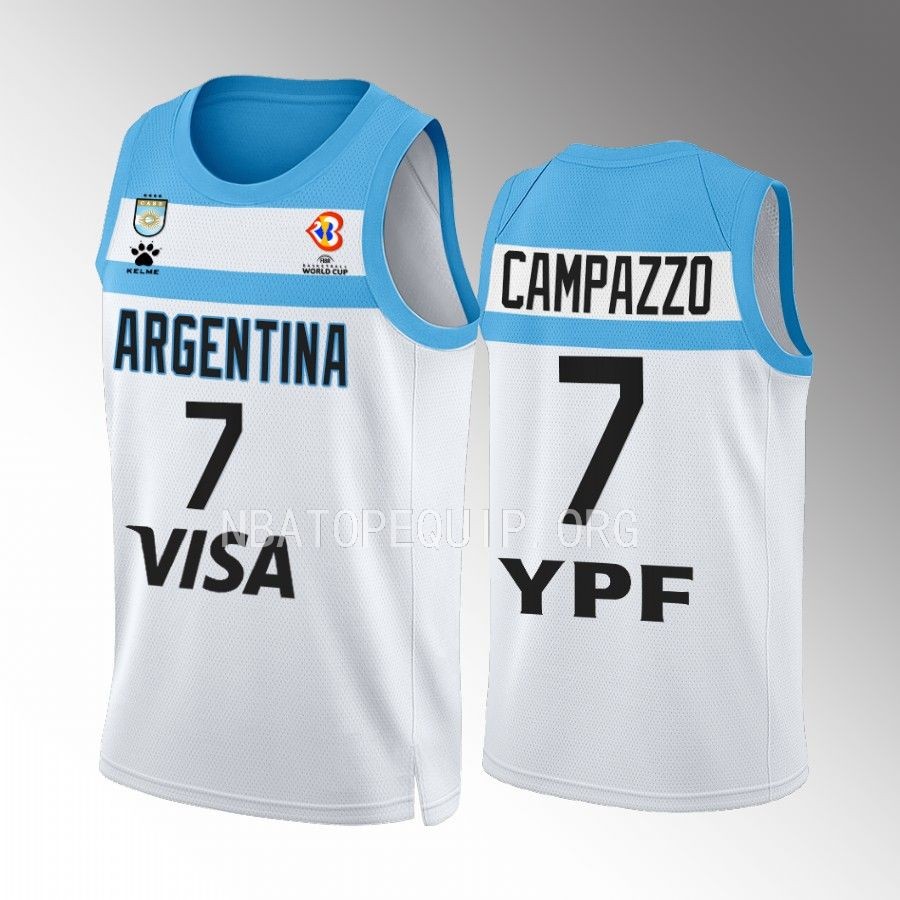 Facundo Campazzo Argentina  2023 FIBA World Cup White Jersey Home #7
