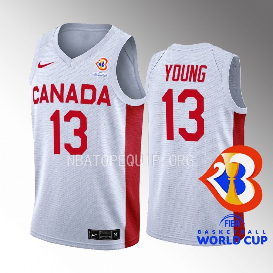 FIBA World Cup 2023 Canada  #13 Kalif Young Men Jersey White