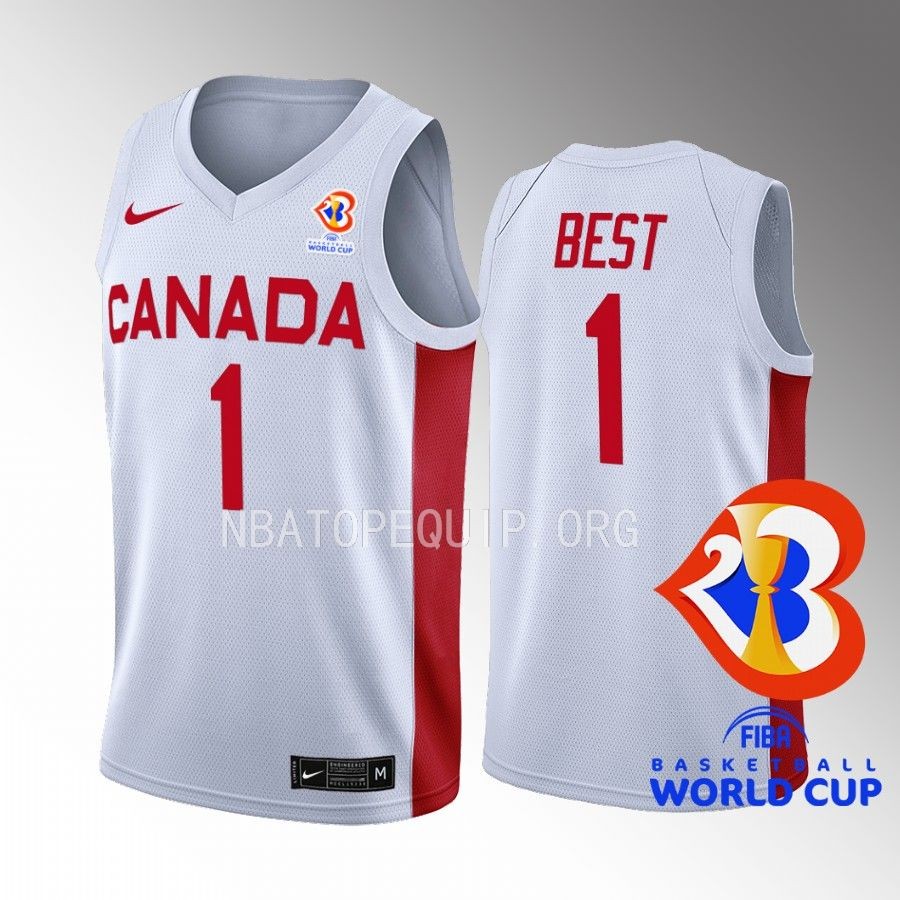 FIBA World Cup 2023 Canada  #1 Aaron Best Men Jersey White
