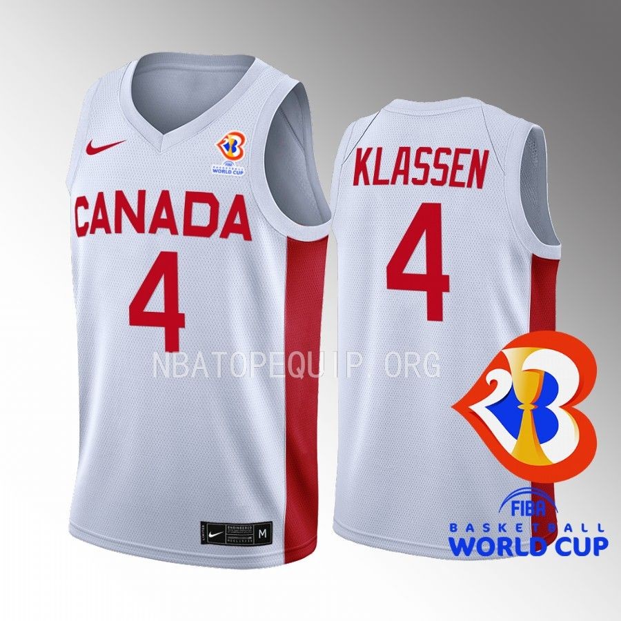 FIBA World Cup 2023 Canada  #4 Owen Klassen Men Jersey White