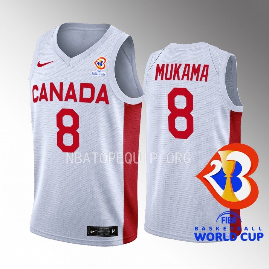 FIBA World Cup 2023 Canada  #8 Jean-Victor Mukama Men Jersey White