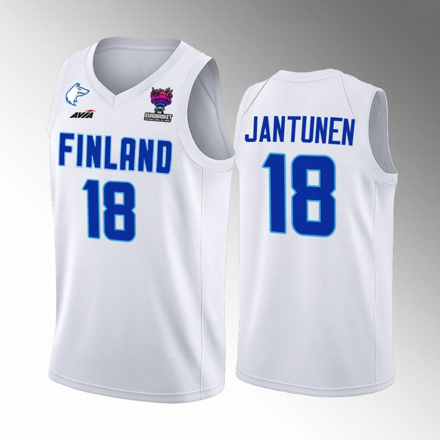 Finland #18 Mikael Jantunen FIBA EuroBasket 2022 Home Men Jersey White